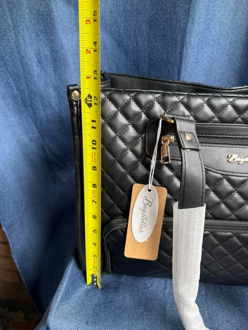Bagstellar Quilted Laptop Tote Bag Black Executive Briefcase Work Women Hat NWT